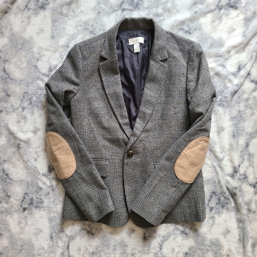 LOFT Grey Plaid Blazer